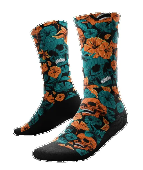 "Summer Skeletor" Performance Crew Running Socks by Outway sold by Great Sox