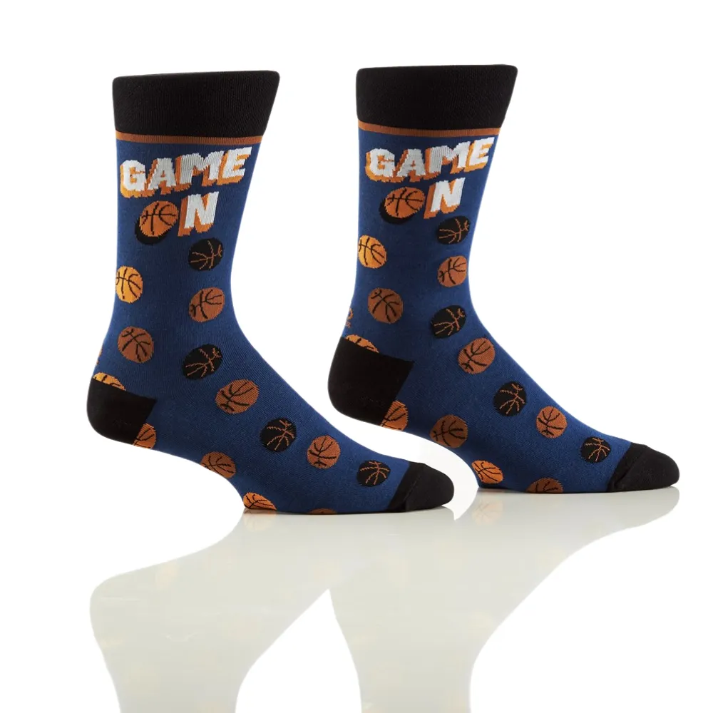 "Game On" Cotton Dress Crew Socks by YO Sox - Large sold by Great Sox