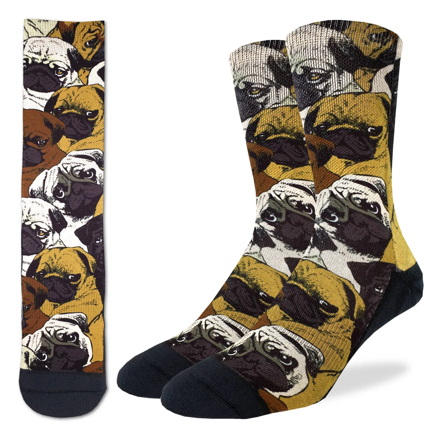 "Social Pugs" Crew Socks by Good Luck Sock sold by Great Sox