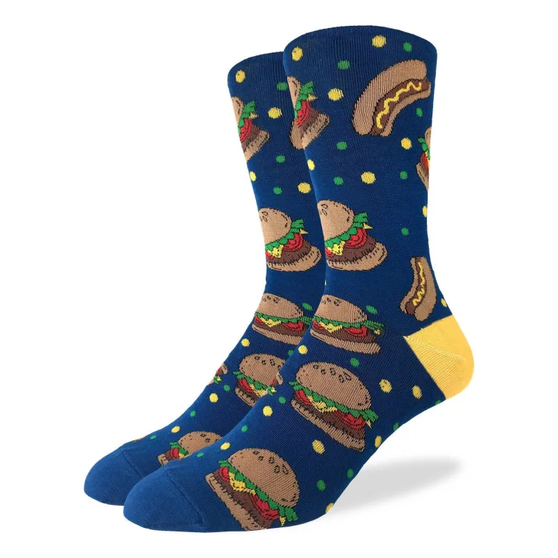 Good Luck Sock "Burgers & Hotdogs" Crew Socks - Large sold by Great Sox