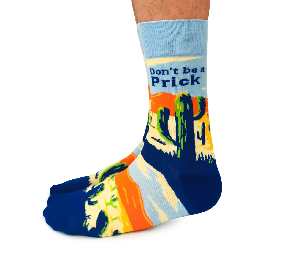 "Don't be a prick" Cotton Crew Socks by Uptown Sox - Large sold by Great Sox