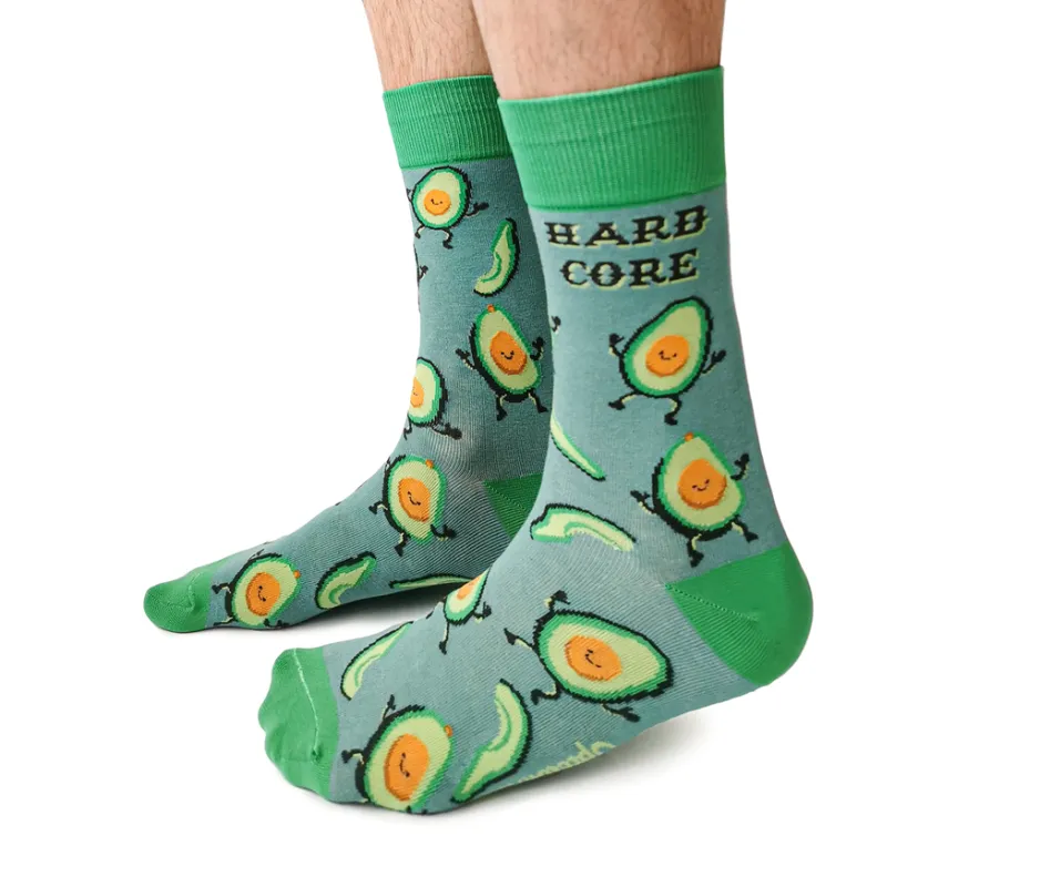 "Hard Core Avocado" Cotton Crew Socks by Uptown Sox - Large sold by Great Sox