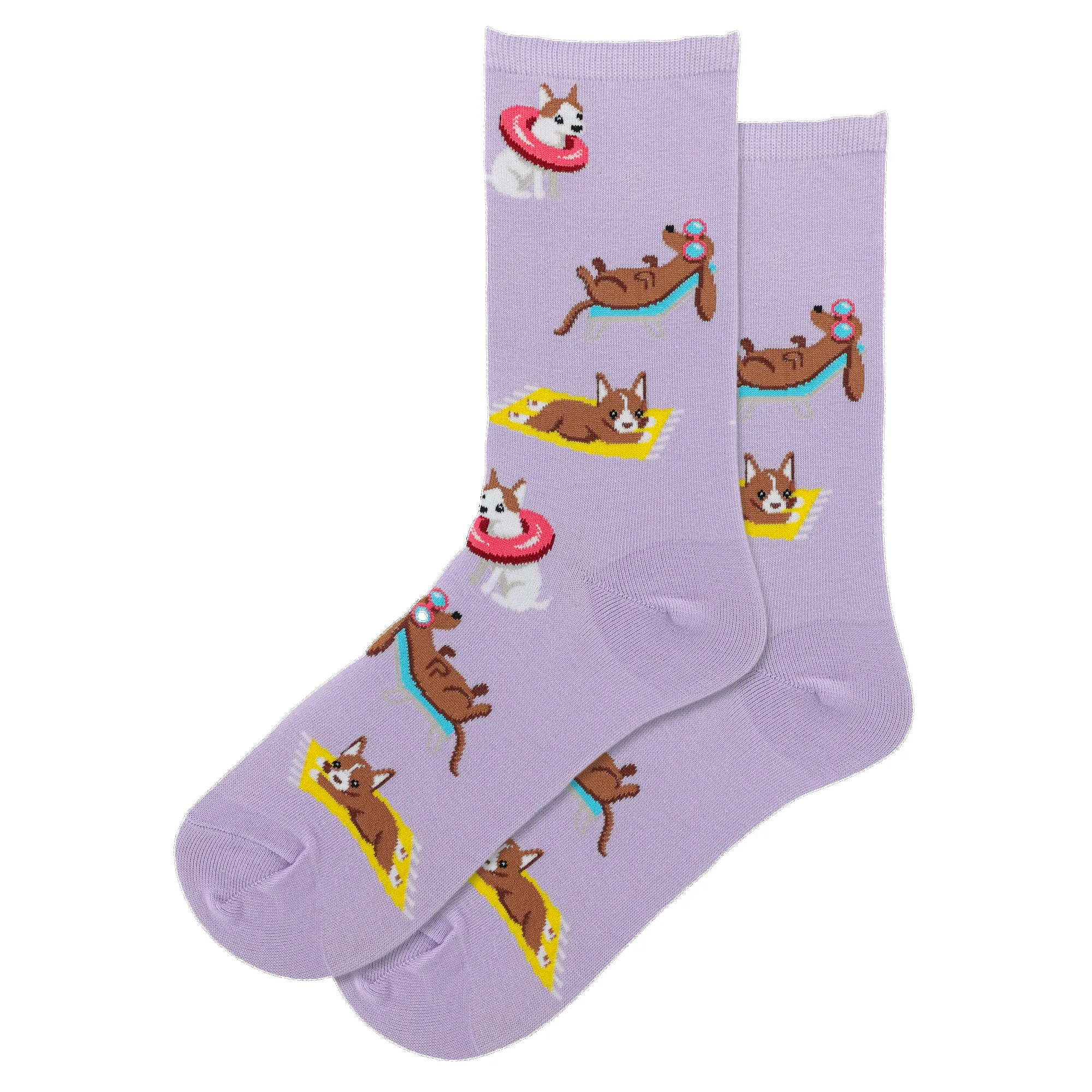 "Beach Dogs" Cotton Crew Socks by HotSox sold by Great Sox