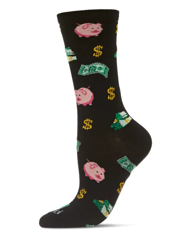 "Money In The Bank" Crew Bamboo Socks by Me Moí sold by Great Sox