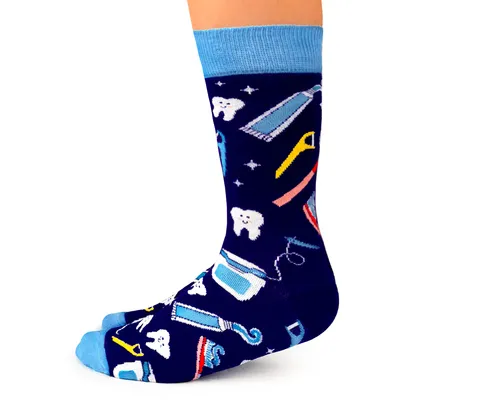 "Dental" Cotton Crew Socks by Uptown Sox - Medium sold by Great Sox