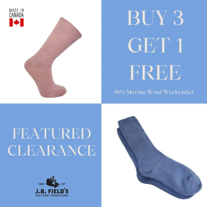 J.B. Field's Pastel "Wool Weekender" 96% Merino Wool Socks (CLEARANCE) - MEDIUM made by Great Sox