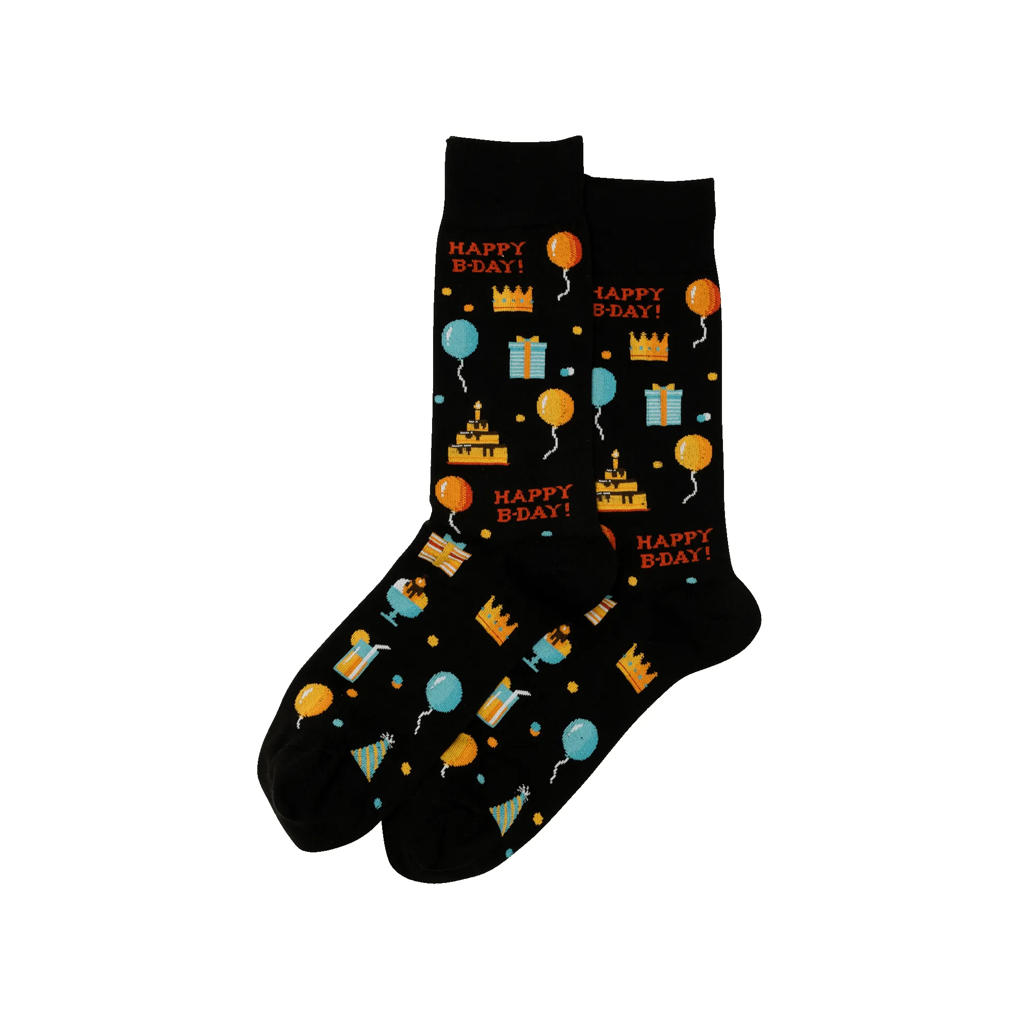 "Happy Birthday" Cotton Crew Socks by Hot Sox sold by Great Sox