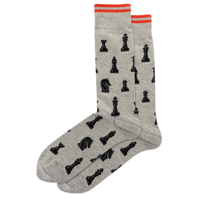 "Chess Pieces" Cotton Crew Socks by Hot Sox(CLEARANCE) sold by Great Sox