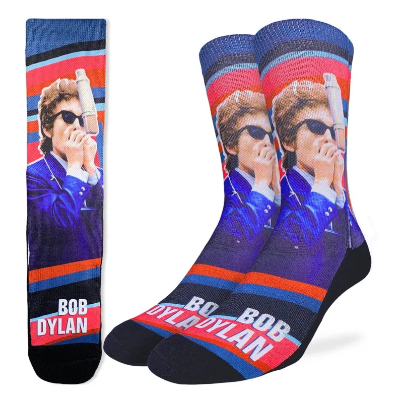 "Bob Dylan Harmonica" Crew Socks by Good Luck Sock - Large sold by Great Sox