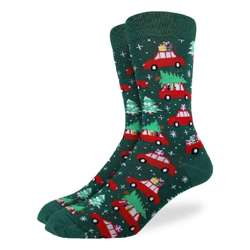 "Christmas Trees" Cotton Crew Socks by Good Luck Sock sold by Great Sox