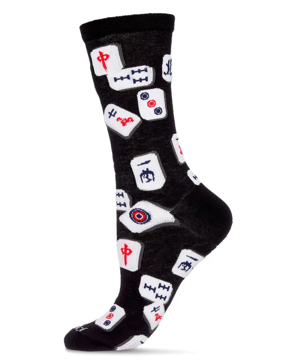 "Mahjong" Crew Bamboo Socks by Me Moí - Medium sold by Great Sox