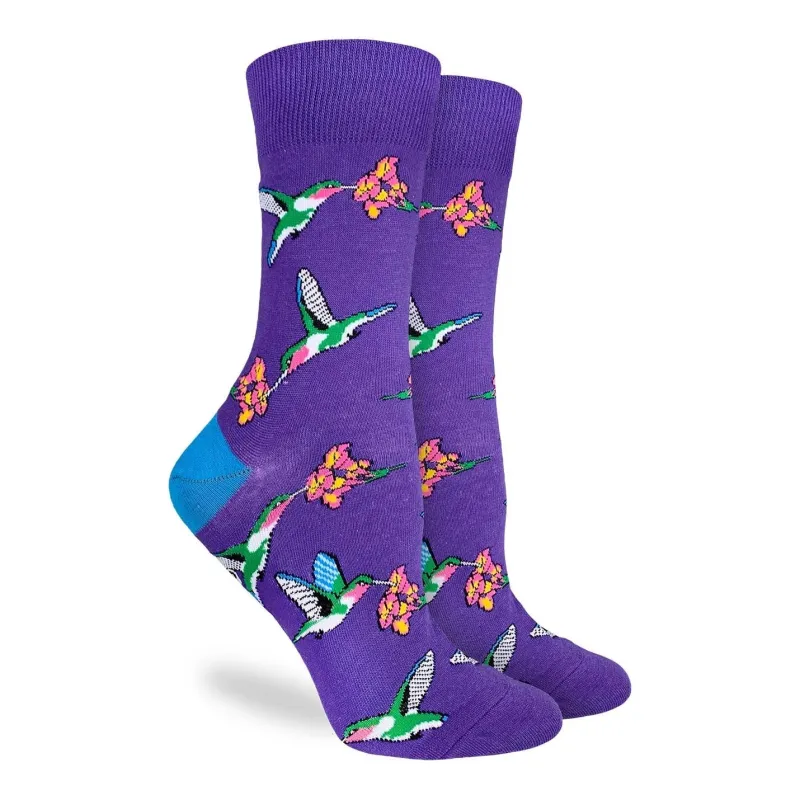 "Hummingbirds" Cotton Crew Socks by Good Luck Sock - Medium sold by Great Sox