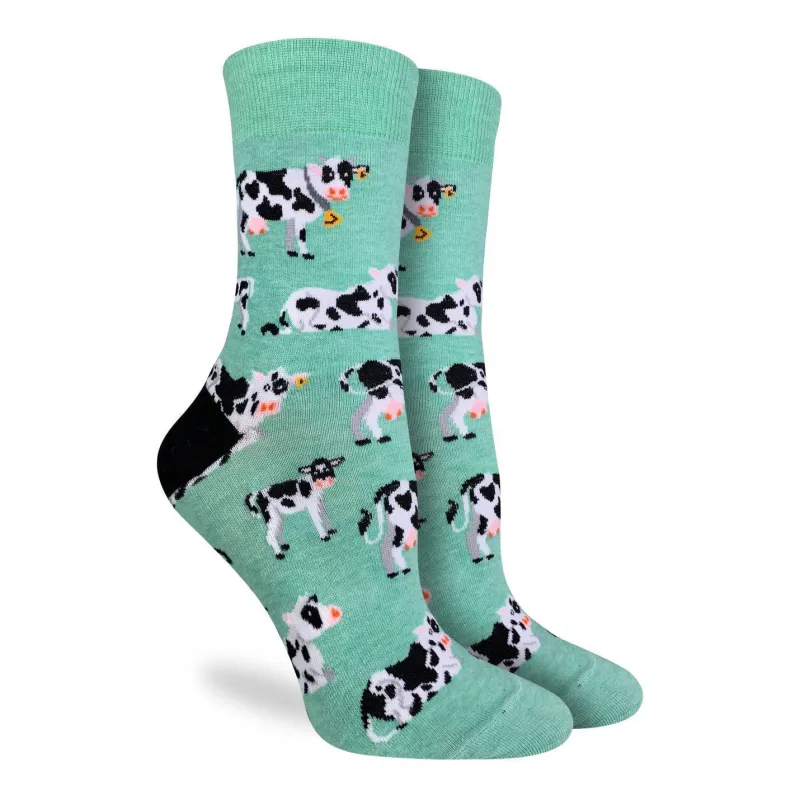 "Cows in a Field" Cotton Crew Socks by Good Luck Sock made by Great Sox
