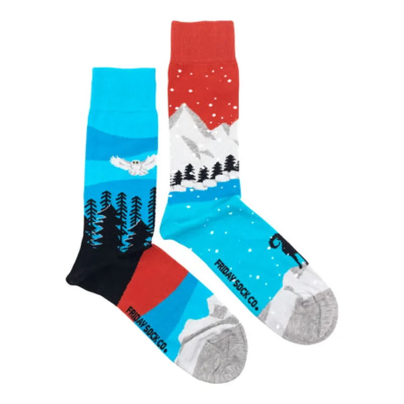 "Rocky Mountain " Landscape 85% Cotton Socks by Friday Sox Co sold by Great Sox