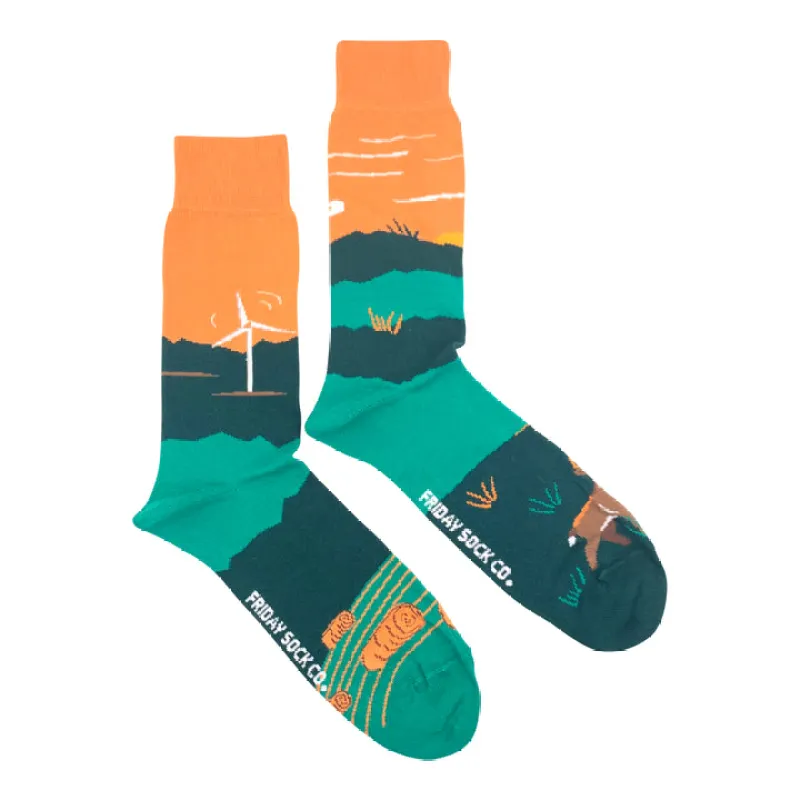 "Foothills" Landscape 85% Cotton Socks by Friday Sox Co sold by Great Sox