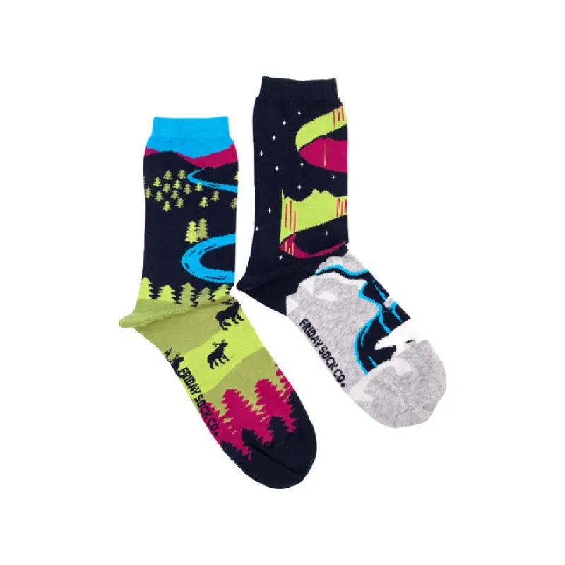 "Northern Canada" Landscape 85% Cotton Socks by Friday Sox Co sold by Great Sox