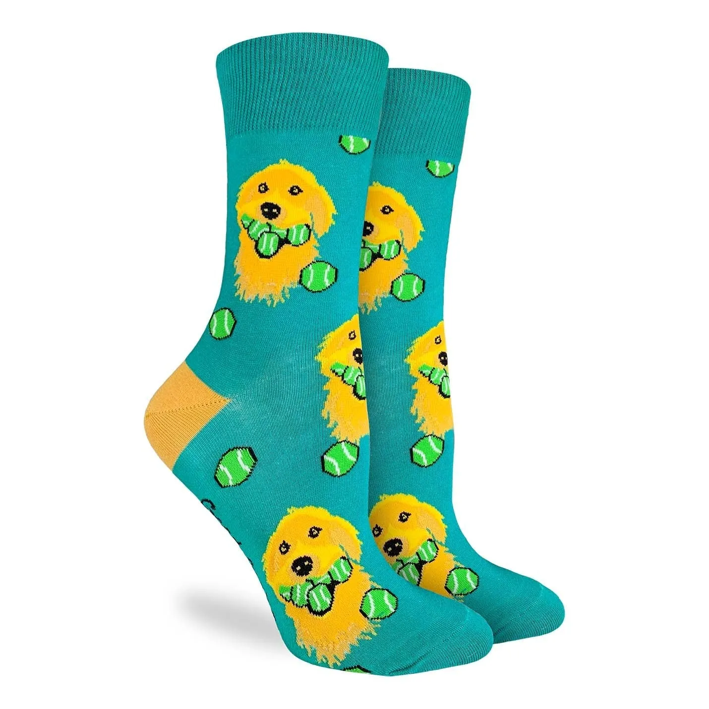 "Golden Retriever with Tennis Balls " Crew Socks by Good Luck Sock sold by Great Sox product image thumbnail 2