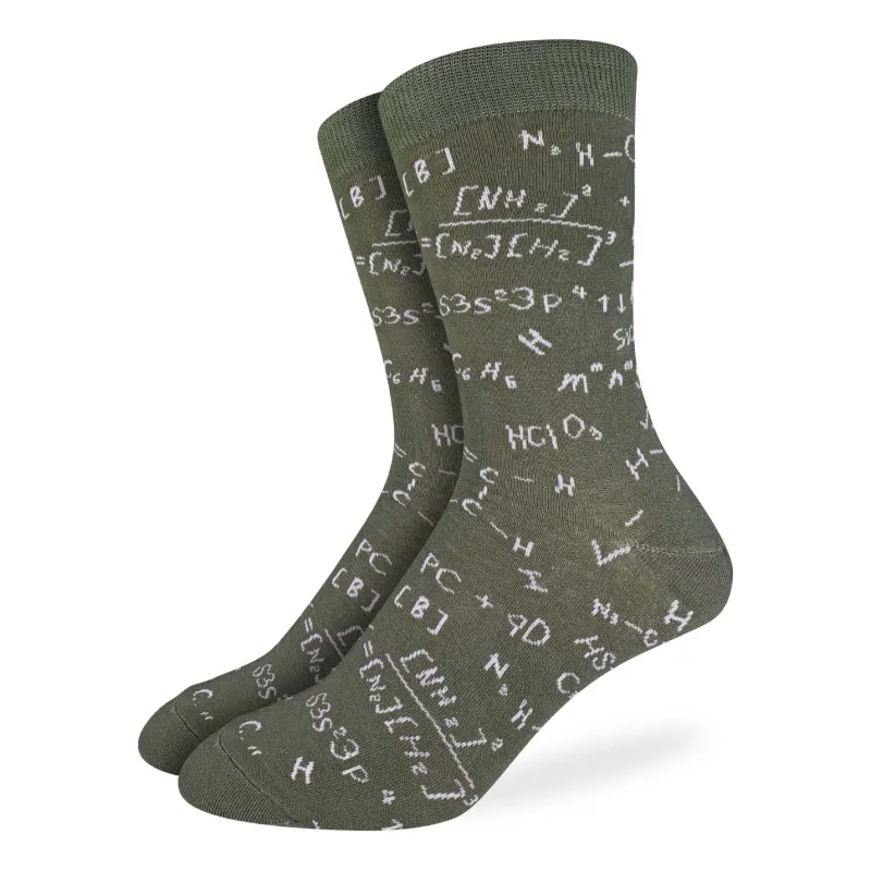 "Chemistry Formulas" Cotton Crew Socks by Good Luck Sock sold by Great Sox