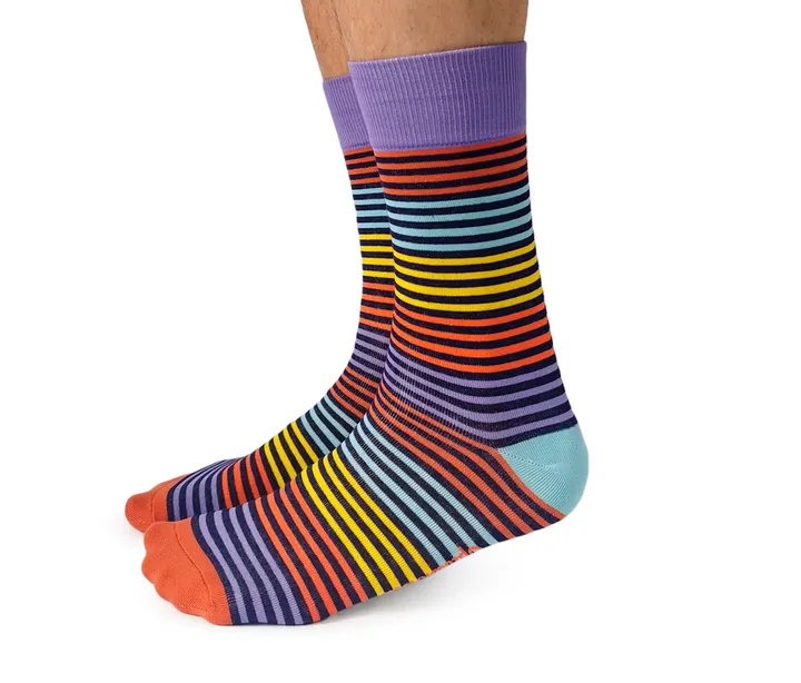 "Stripe Right" Cotton Crew Socks by Uptown Sox - Large sold by Great Sox