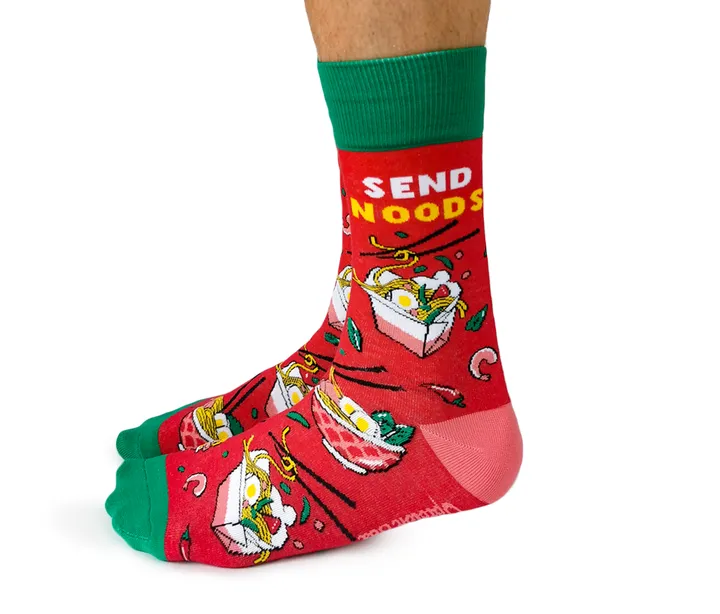 "Send Noods" Cotton Crew Socks by Uptown Sox sold by Great Sox