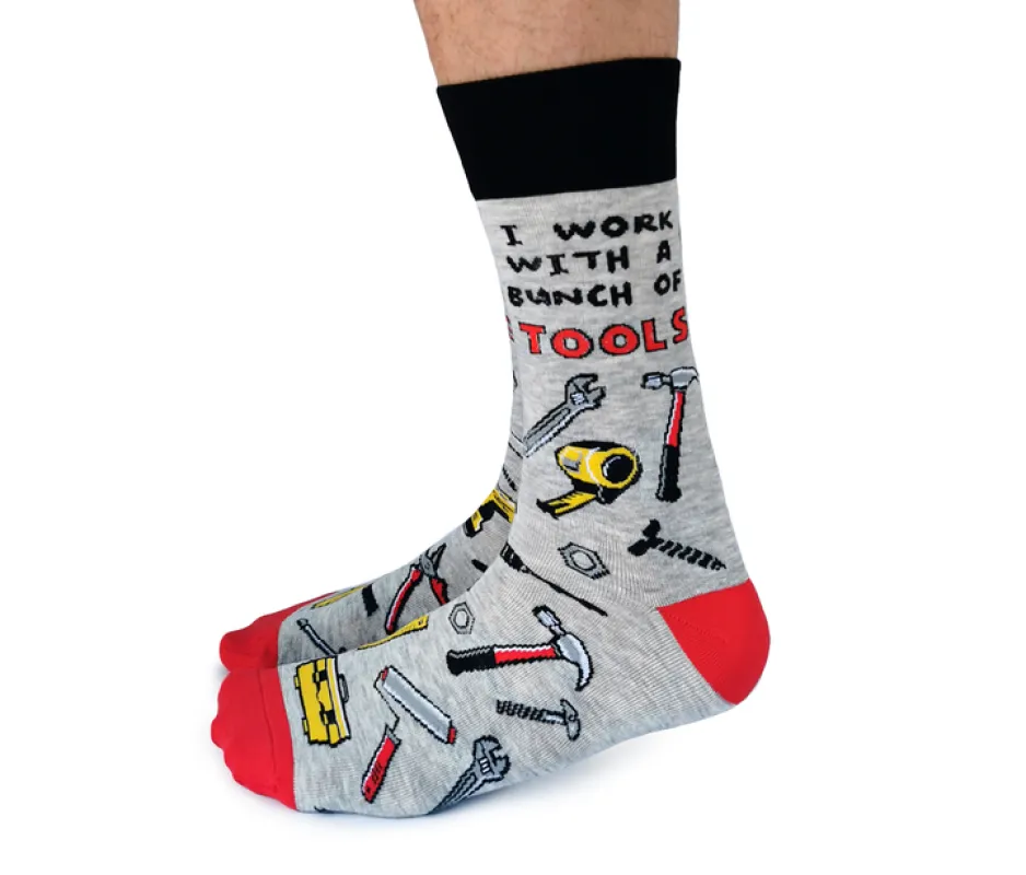 "Tool Time" Cotton Crew Socks by Uptown Sox - Large sold by Great Sox