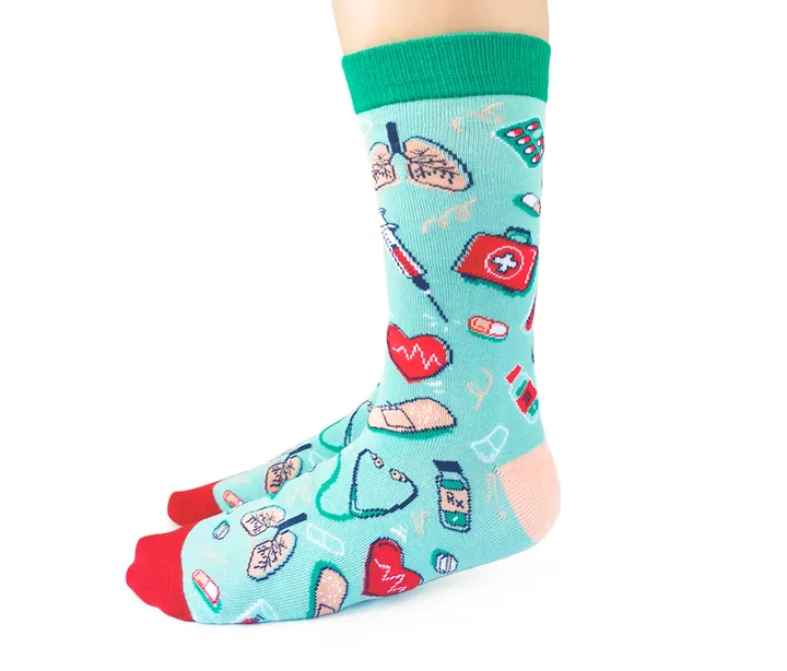 "Health Care" Cotton Crew Socks by Uptown Sox sold by Great Sox