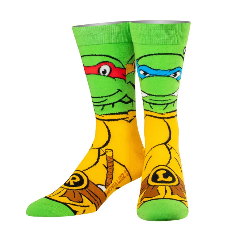 "Retro 4 Turtles" Cotton Crew Socks by ODD Sox - Large sold by Great Sox