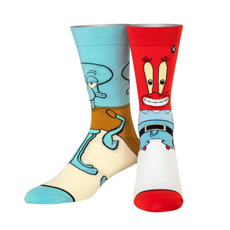"Squidward & Mr. Krabs" Cotton Crew Socks by ODD Sox - Large sold by Great Sox