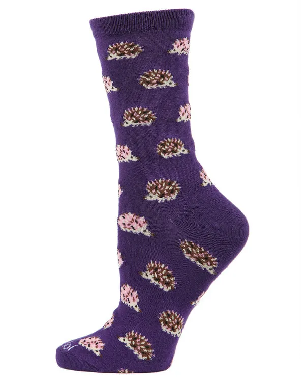 "Hedgehogs" Crew Bamboo Socks by Me Moí sold by Great Sox