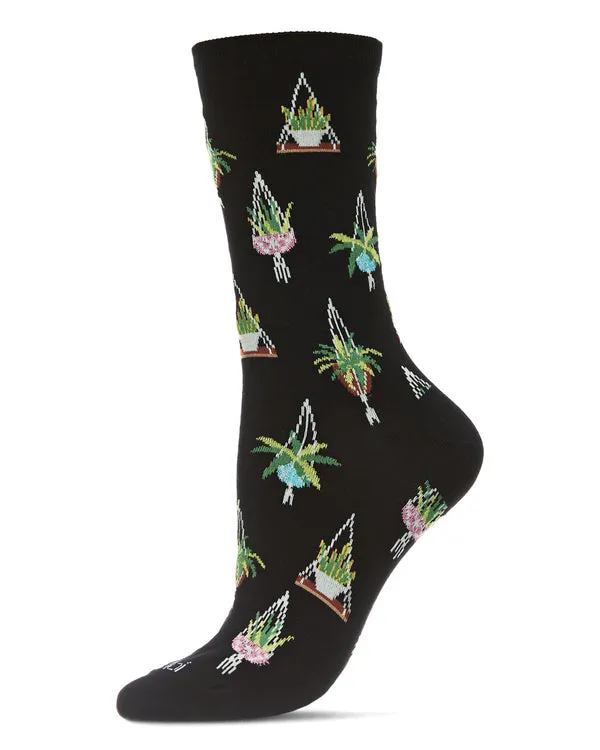 "Hanging Plant" Crew Bamboo Socks by Me Moí sold by Great Sox