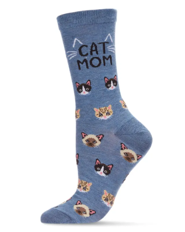"Cat Mom" Crew Bamboo Socks by Me Moí sold by Great Sox