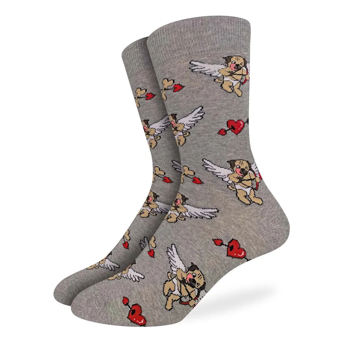 "Cupid Pugs" Cotton Crew Socks by Good Luck Sock sold by Great Sox product image thumbnail 2