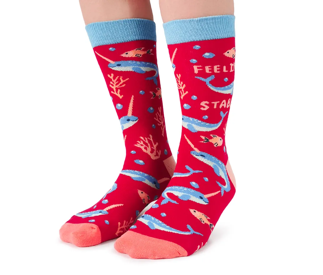 "Naughty Narwhal" Cotton Crew Socks by Uptown Sox - Medium sold by Great Sox product image thumbnail 2