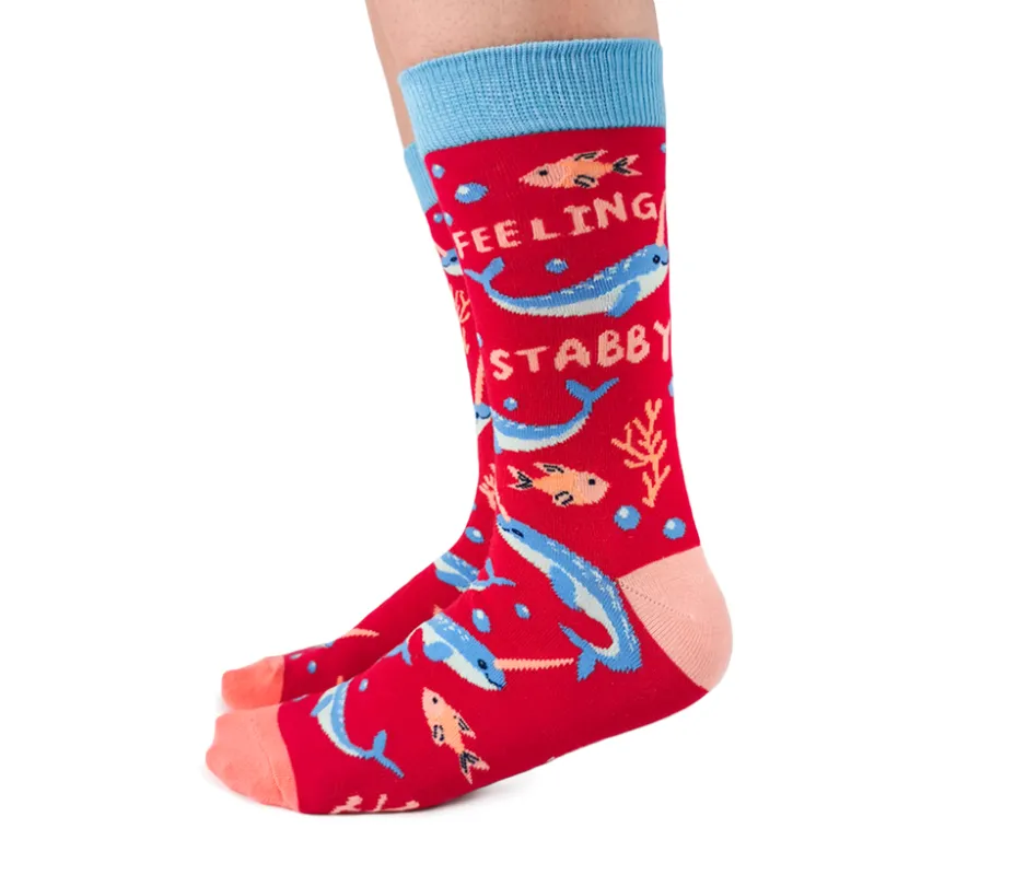"Naughty Narwhal" Cotton Crew Socks by Uptown Sox - Medium sold by Great Sox