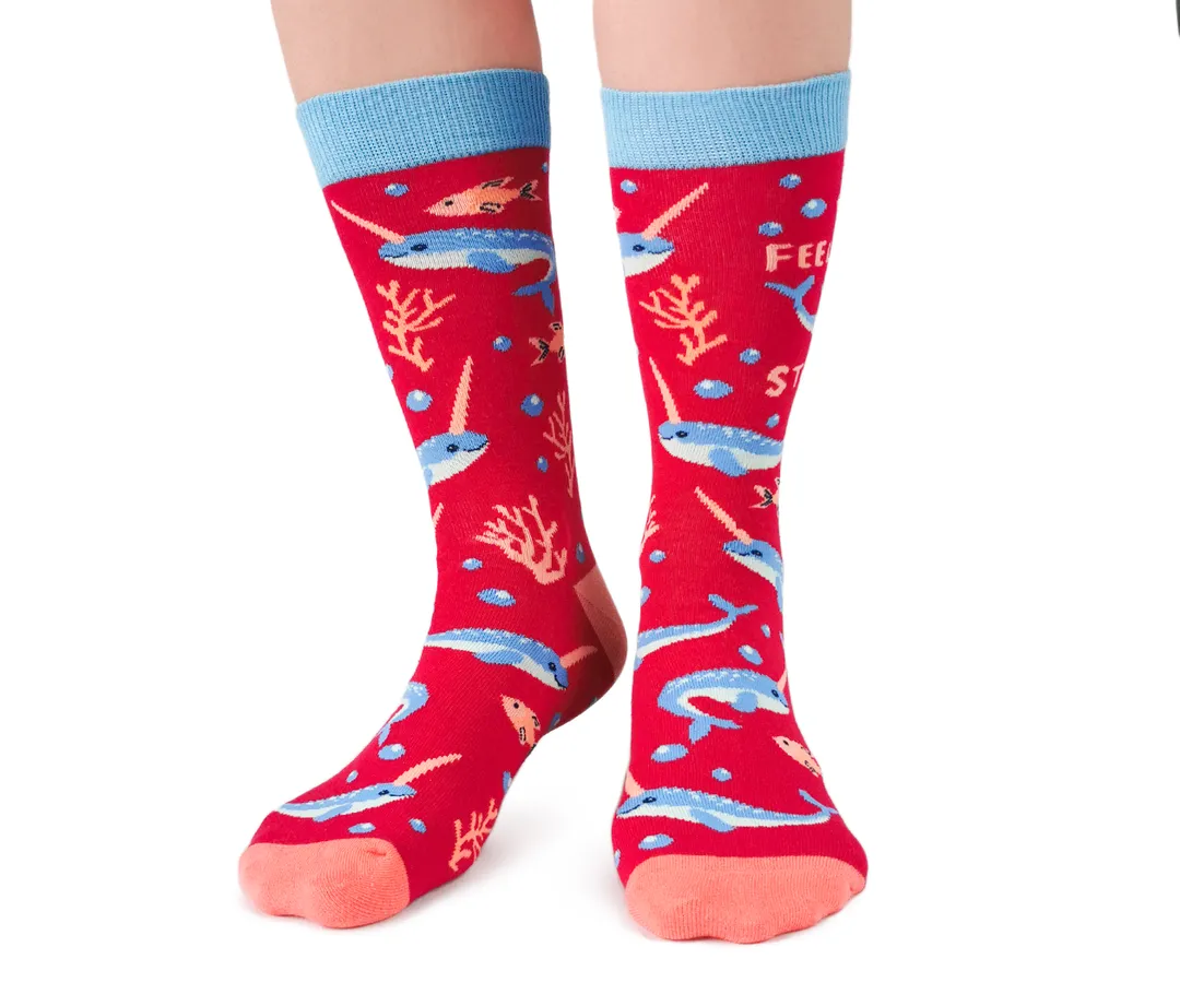"Naughty Narwhal" Cotton Crew Socks by Uptown Sox - Medium sold by Great Sox product image thumbnail 3