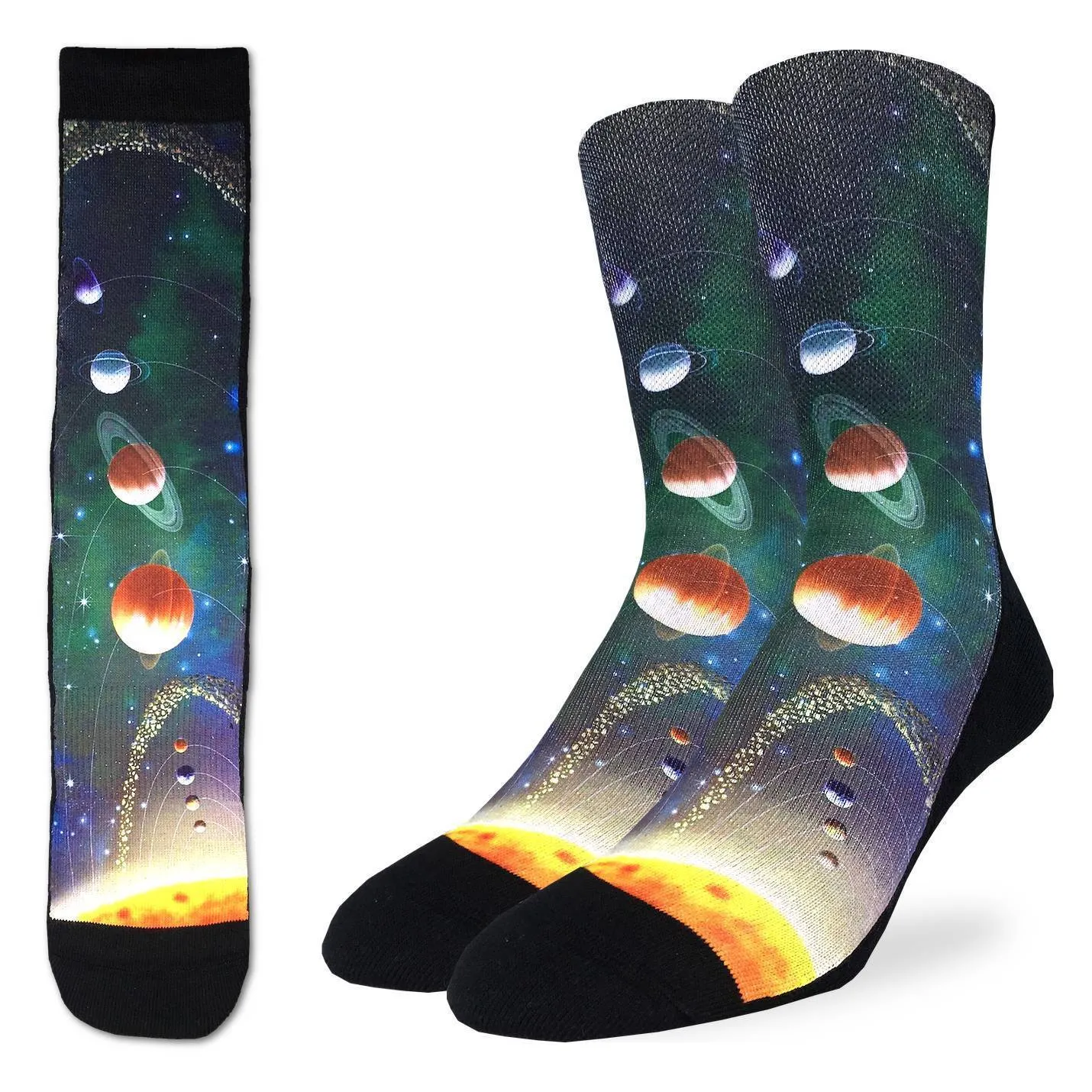 "Solar System" Active Crew Socks by Good Luck Sock- Large sold by Great Sox
