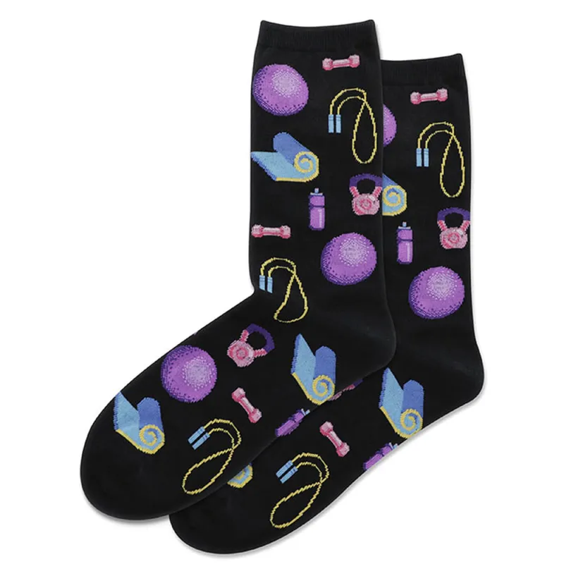 "Home Workout" Cotton Crew Socks by Hot Sox - Medium sold by Great Sox