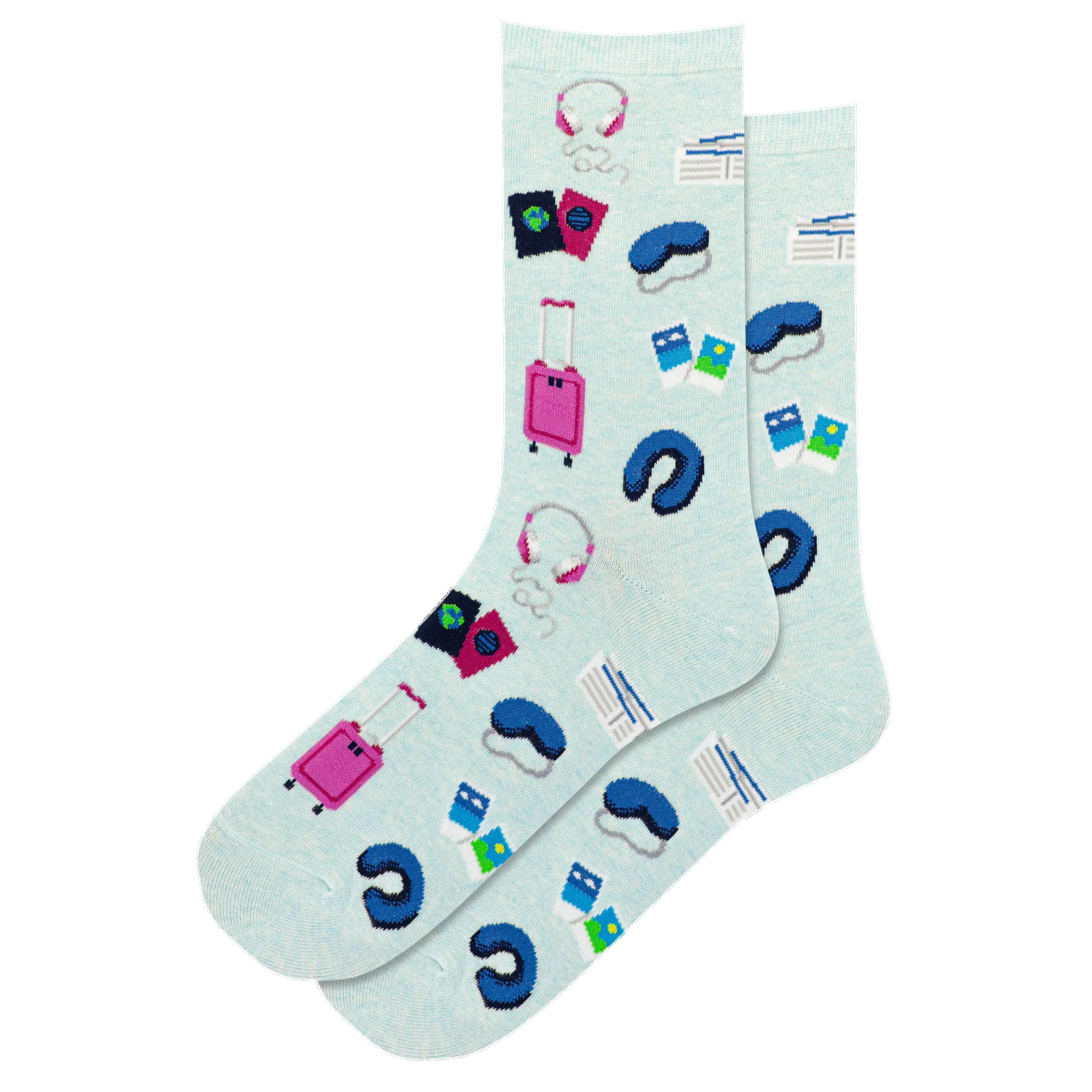 "Travel Musts" Cotton Crew Socks by Hot Sox sold by Great Sox