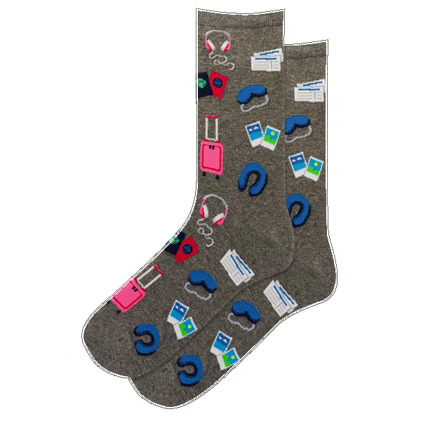 "Travel Musts" Cotton Crew Socks by Hot Sox sold by Great Sox product image thumbnail 2