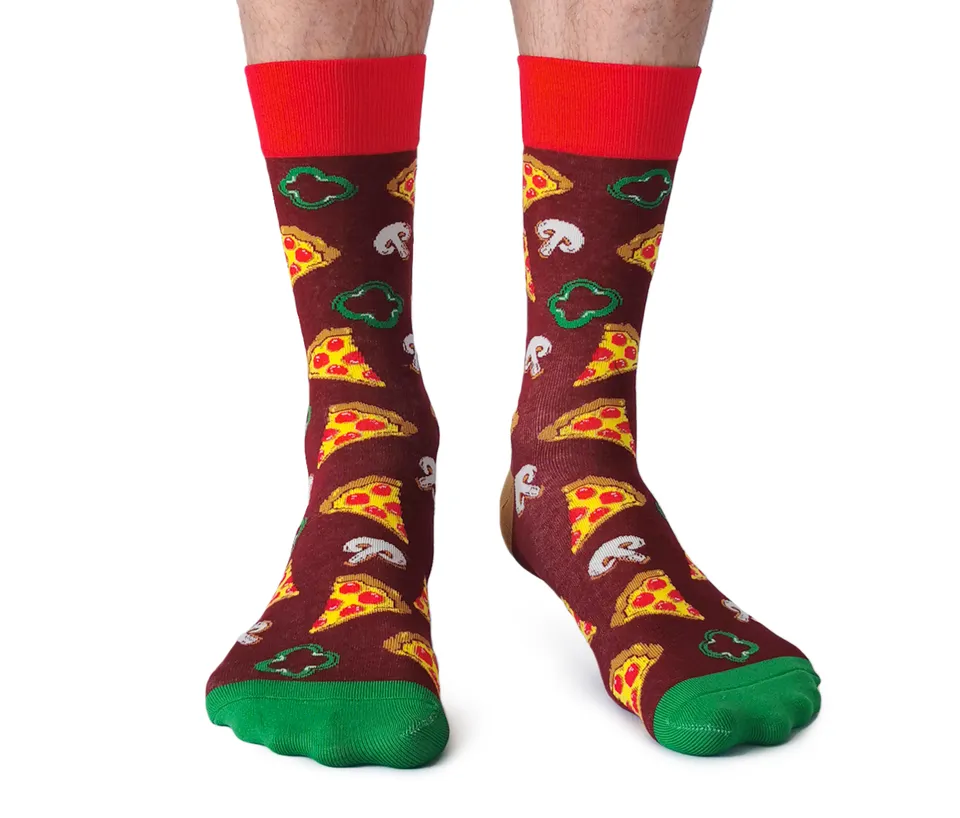 "Pizza Party" Cotton Crew Socks by Uptown Sox - Large sold by Great Sox product image thumbnail 3