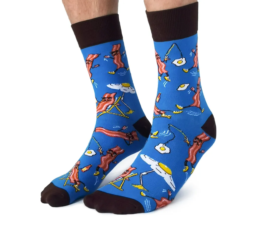 "Sir Bacon" Cotton Crew Socks by Uptown Sox - Large (CLEARANCE) sold by Great Sox product image thumbnail 3