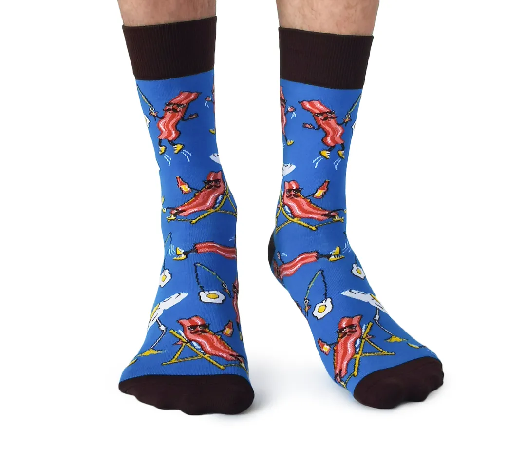 "Sir Bacon" Cotton Crew Socks by Uptown Sox - Large (CLEARANCE) sold by Great Sox product image thumbnail 2