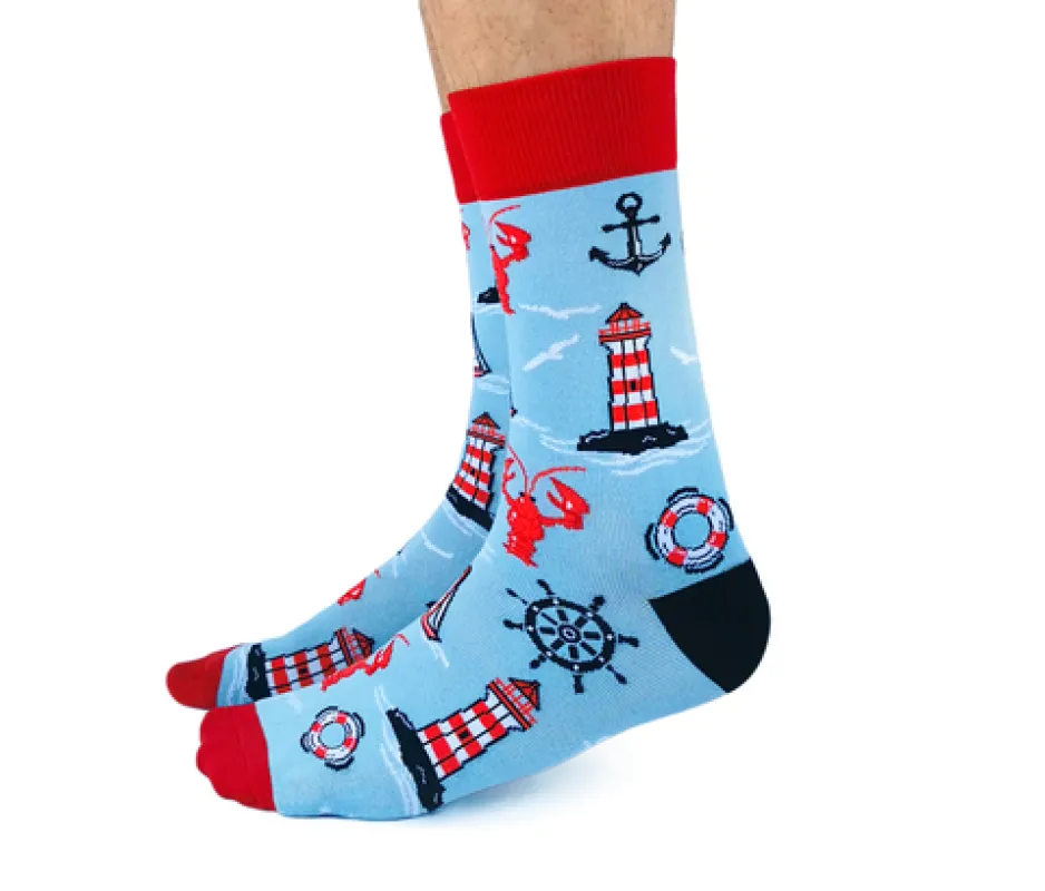 "Nautical" Cotton Crew Socks by Uptown Sox - Large sold by Great Sox