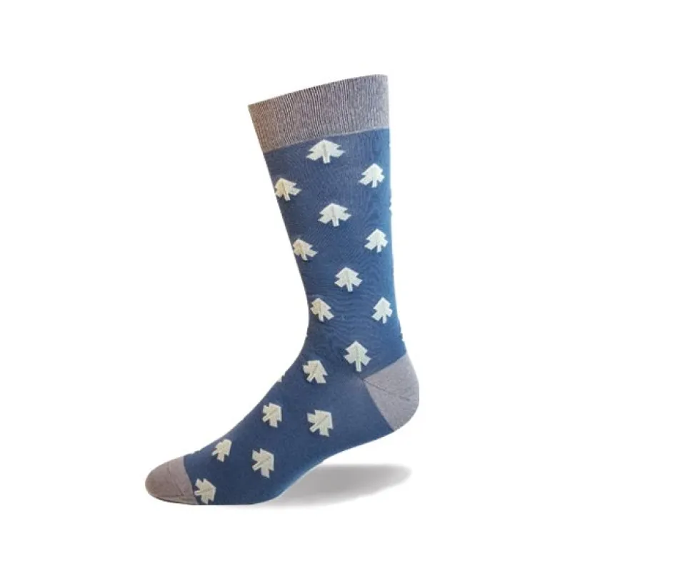 ''Mini Tree All Over'' Organic Cotton Dress Socks by Point Zero-Large sold by Great Sox
