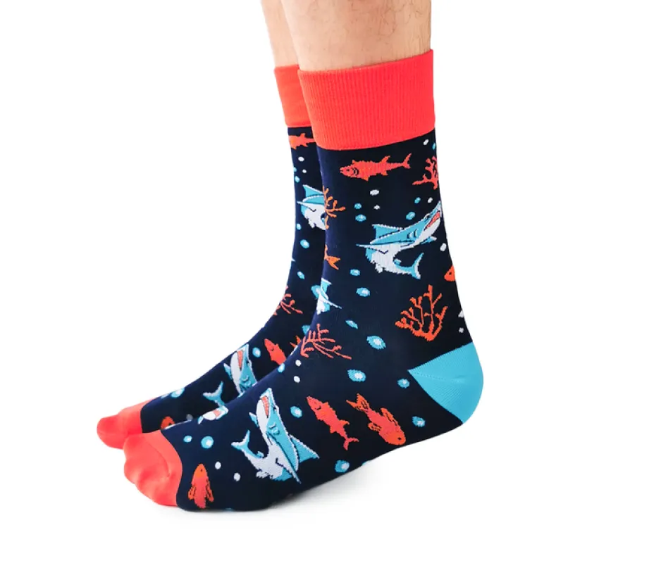"Daddy Shark" Cotton Crew Socks by Uptown Sox - Large sold by Great Sox