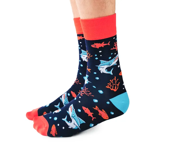 "Daddy Shark" Cotton Crew Socks by Uptown Sox - Large sold by Great Sox