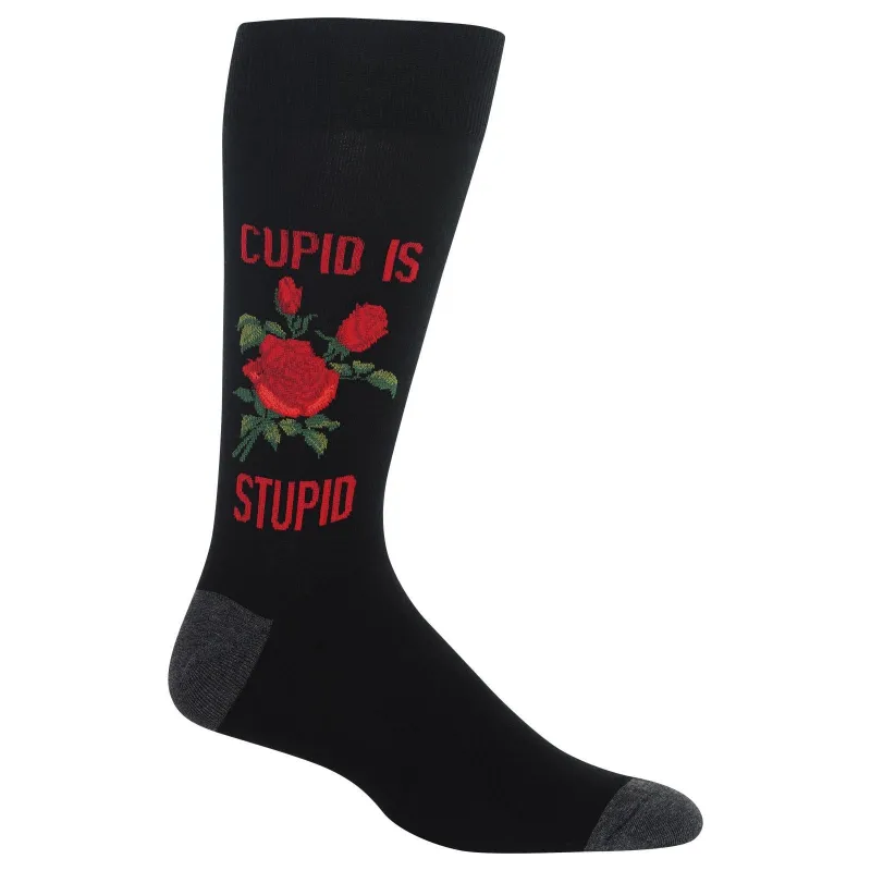 "Stupid Cupid" Cotton Dress Crew Socks by Hot Sox sold by Great Sox