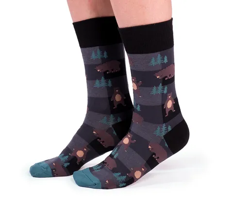 "Bear in Mind" Cotton Crew Socks by Uptown Sox - Large sold by Great Sox