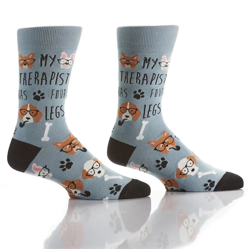 "Four-Legged Friend" Cotton Dress Crew Socks by YO Sox - Large sold by Great Sox