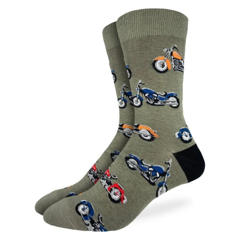 "Chopper Motorcycle" Cotton Crew Socks by Good Luck Sock sold by Great Sox
